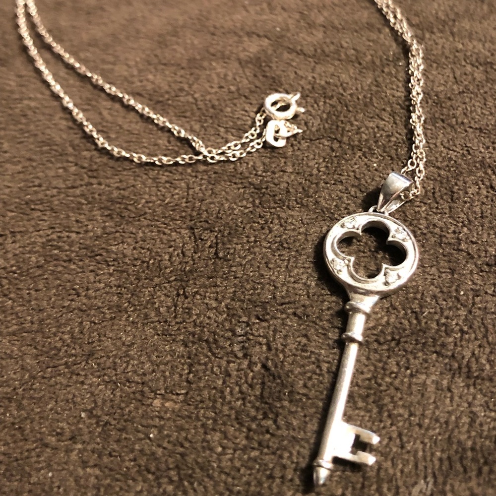 Stamped 925 SS Keychain with 4 crystals